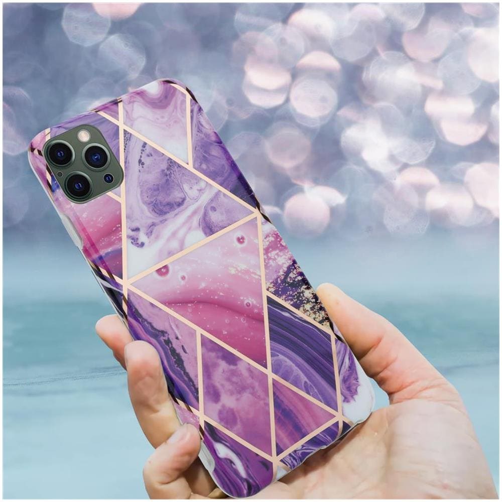 Cadorabo Custodia Compatibile Con Apple Iphone 12 Pro Max (6,7 Zoll) In Marmo Viola Onda No. 14 - Coperchio Protettivo In Silicone Tpu Con Motivo A Mosaico - Foto 8