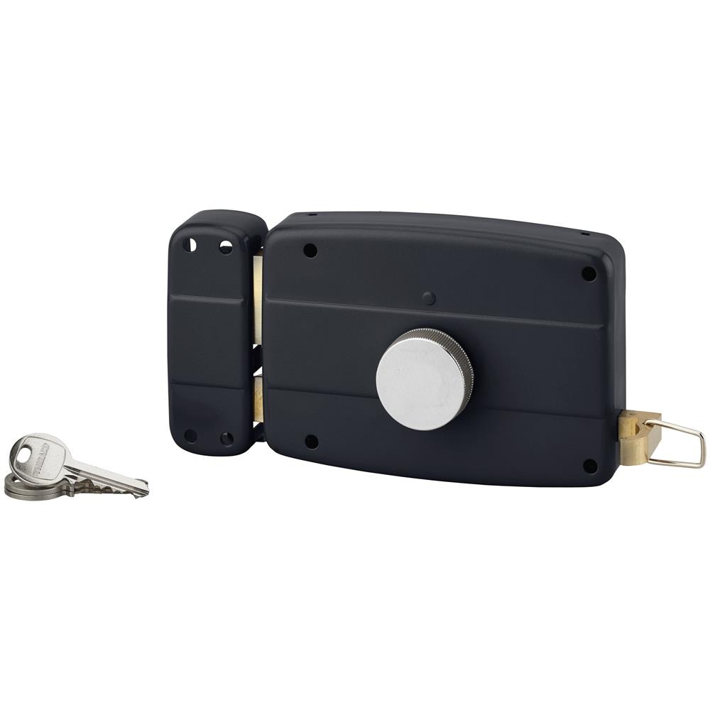Serratura A Pomello Montata A Superficie Per Porta Garage A Battente, Sinistra, 140x90mm, Asse 70mm, Nero, 3 Chiavi - - Foto 1