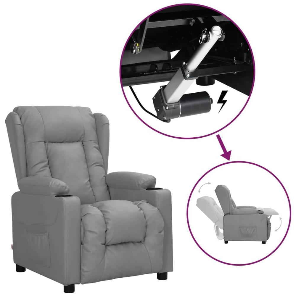 Poltrona Reclinabile A Rialzo Grigio In Similpelle - Foto 1