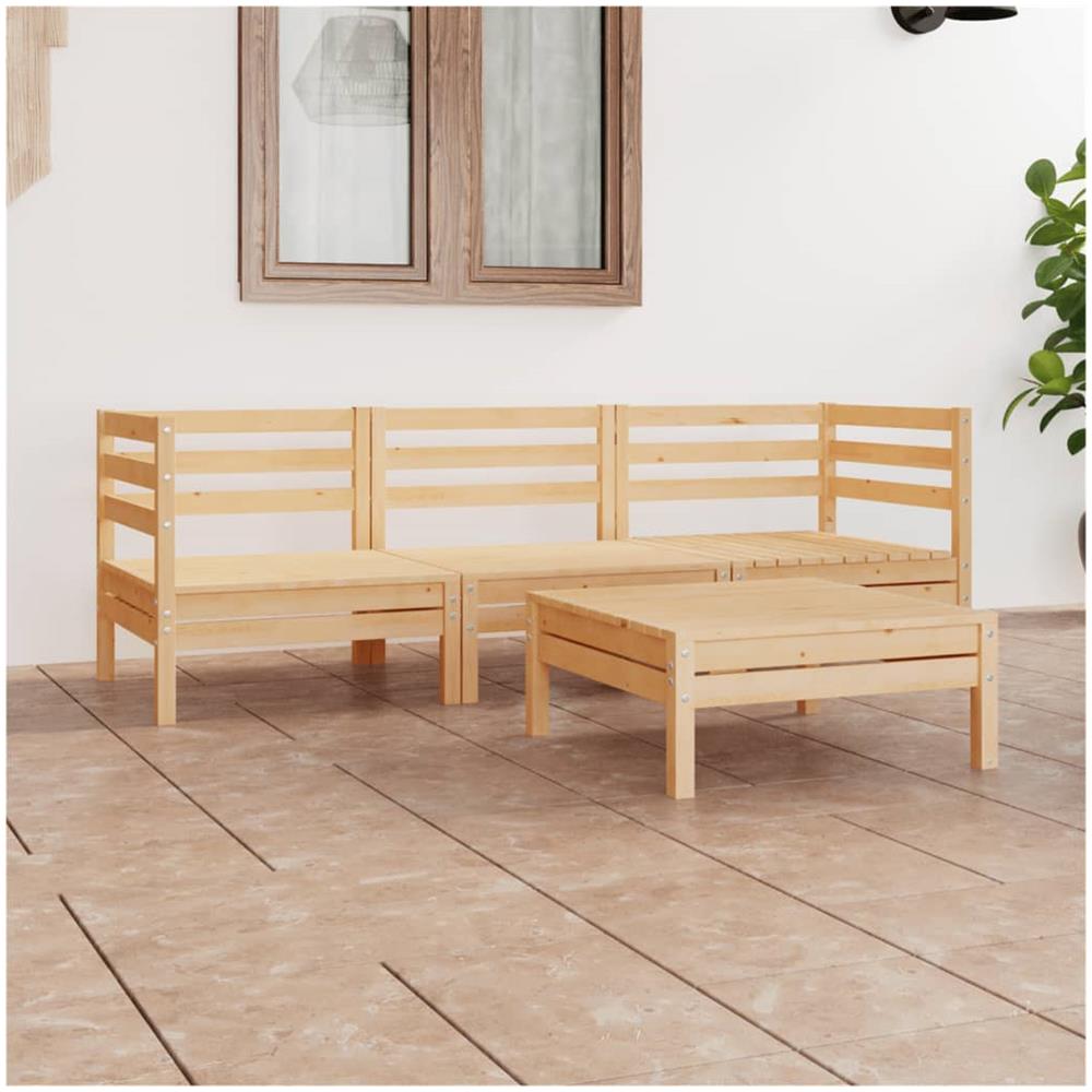 Set Divani Da Giardino 4 Pz In Legno Massello Di Pino - Foto 1