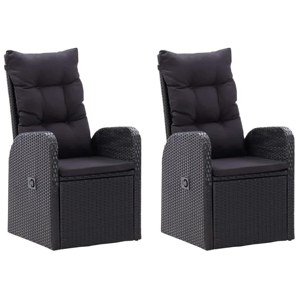 Set Mobili Da Pranzo Per Giardino 9 Pz Con Cuscini Nero - Foto 2