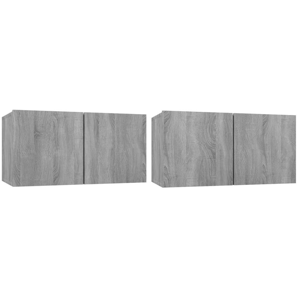 Mobili Tv Pensili Grigio Sonoma 2 Pz 60x30x30 Legno Multistrato - Foto 1