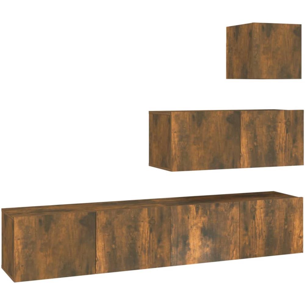 Set Di Mobili Porta Tv 4 Pz Rovere Fumo In Legno Multistrato - Foto 2