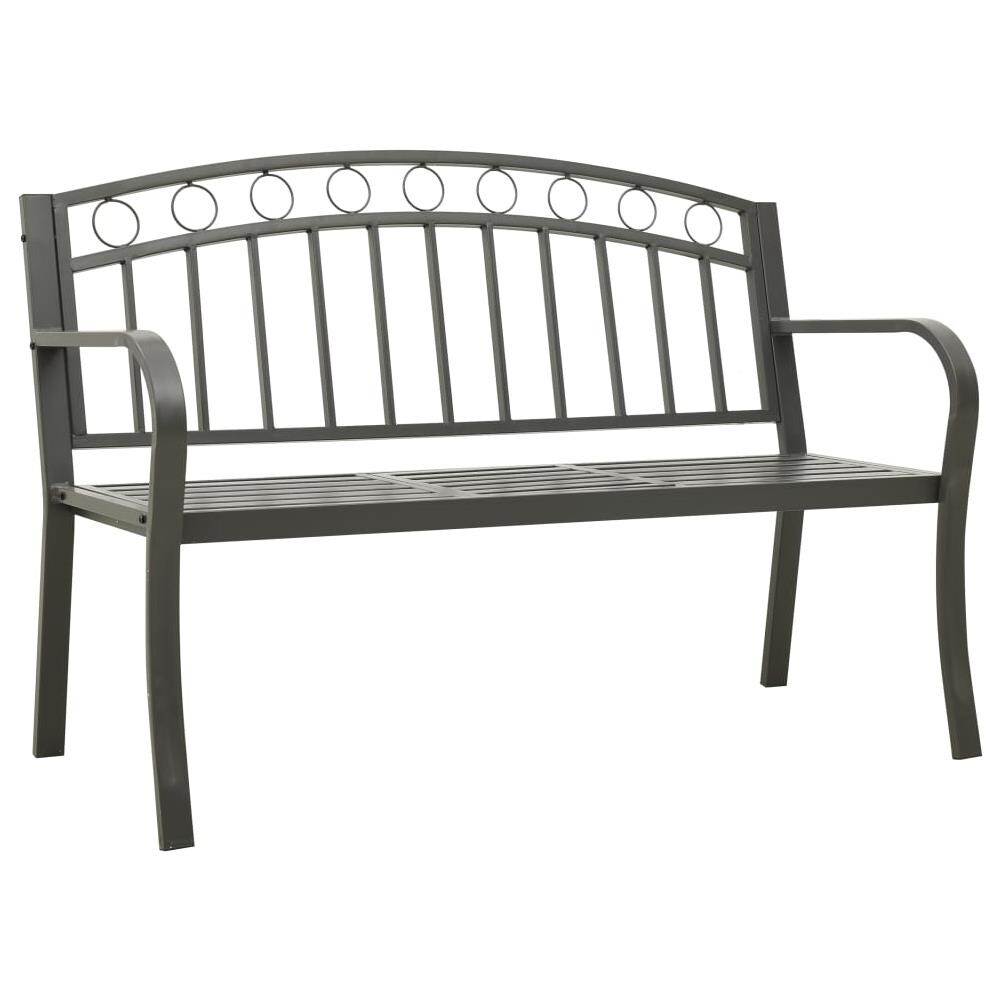 Panca da Giardino con Tavolino Grigio 120 cm Acciaio - Foto 2