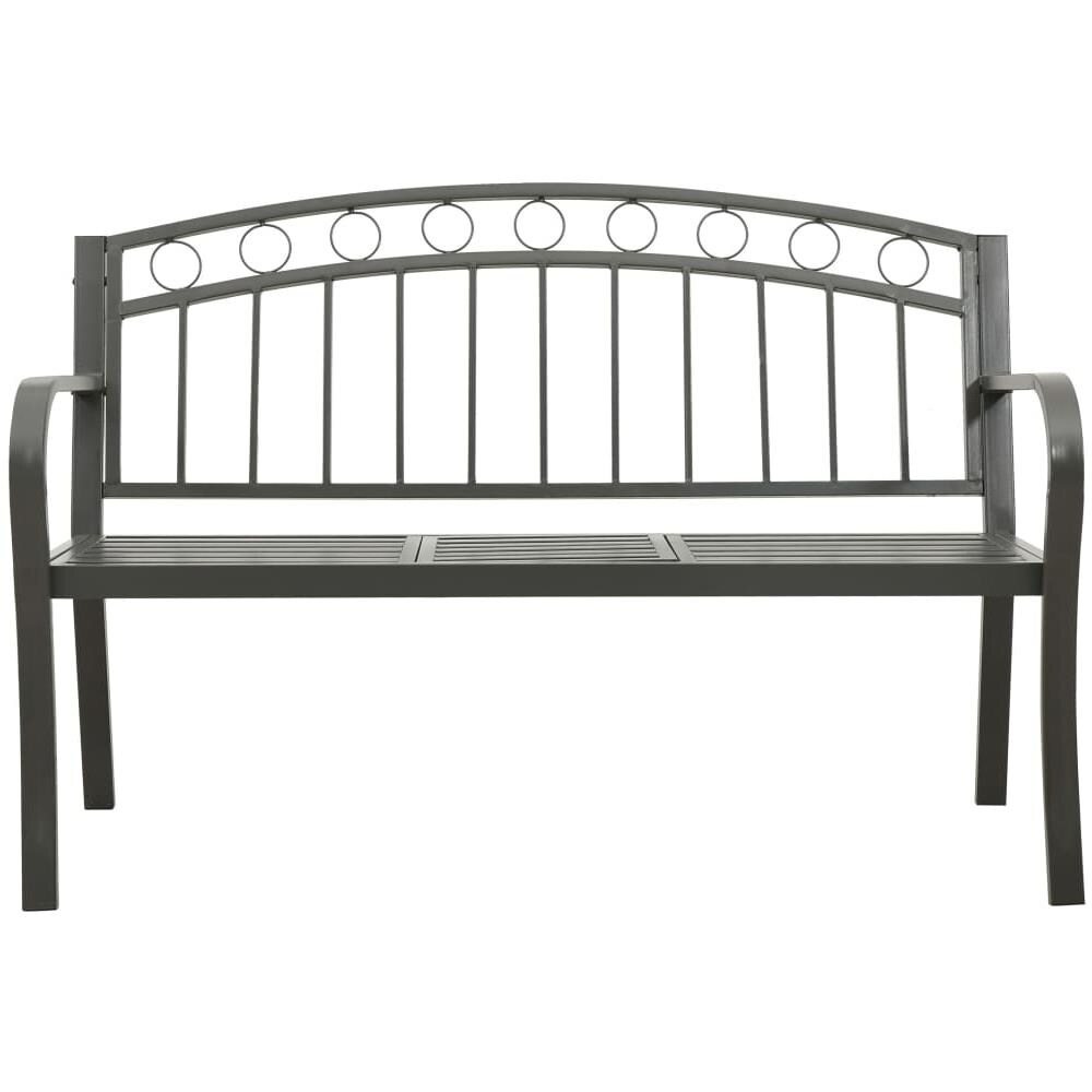 Panca da Giardino con Tavolino Grigio 120 cm Acciaio - Foto 3