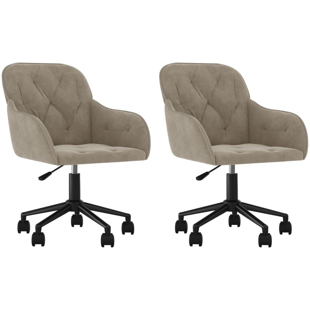 Sedie Da Pranzo Girevoli 2 Pz Grigio Chiaro In Velluto - Foto 2