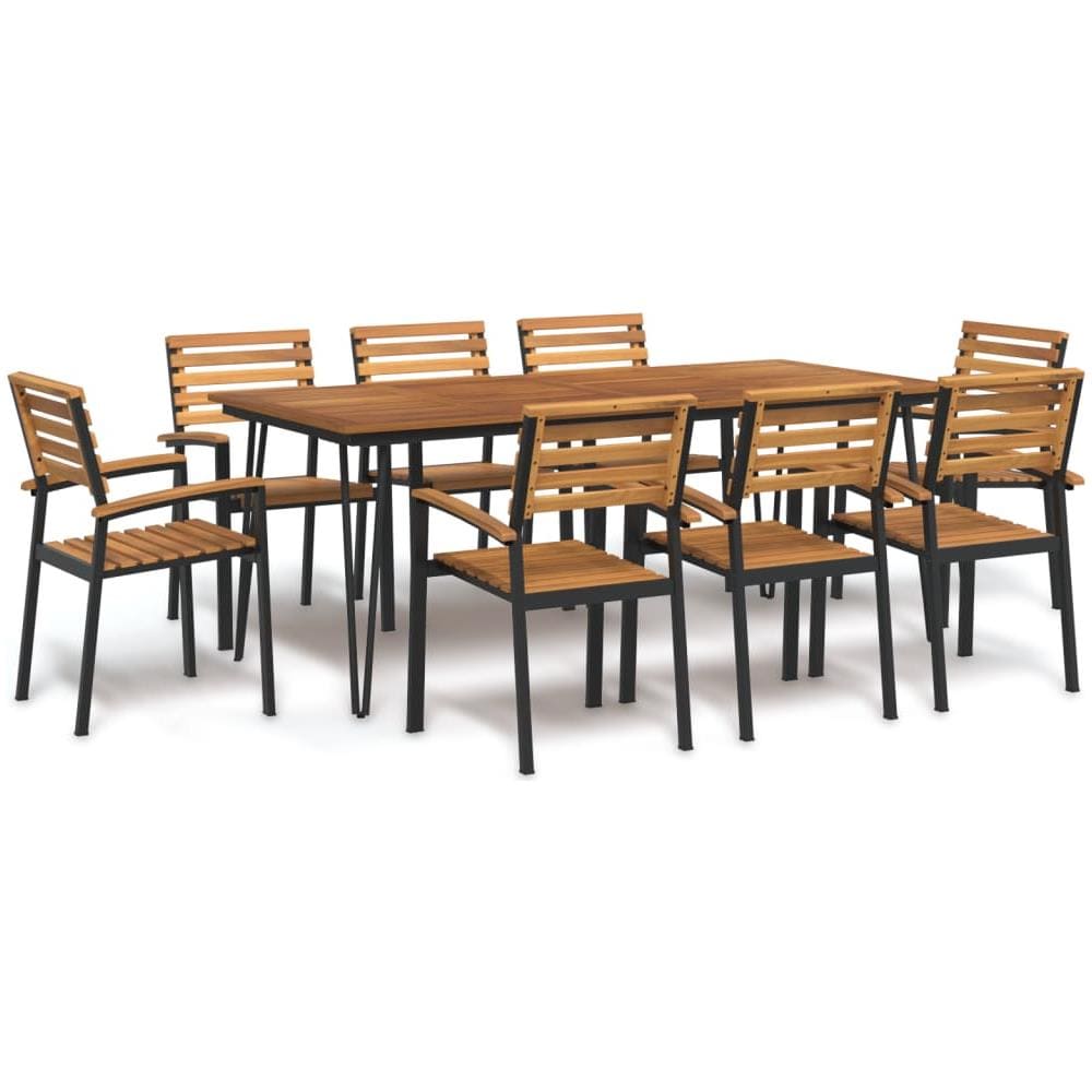 Set Pranzo Da Giardino 9 Pz Legno Massello Di Acacia E Metallo - Foto 1