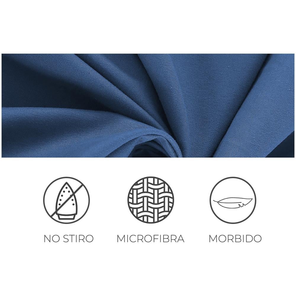 Coppia Federe Cuscino Letto In Microfibra No Stiro Tinta Unita Vari Colori Federe Azzurro - Foto 2