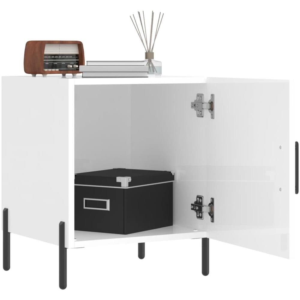 Comodini 2 Pz Bianco Lucido 40x40x50 Cm In Legno Multistrato - Foto 3