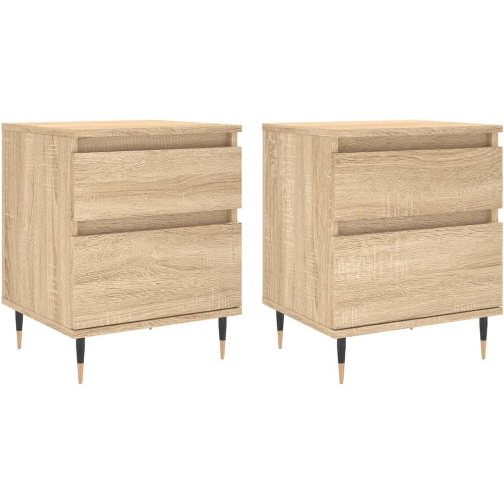 Comodini 2pz Rovere Sonoma 40x35x50 Cm In Legno Multistrato - Foto 2