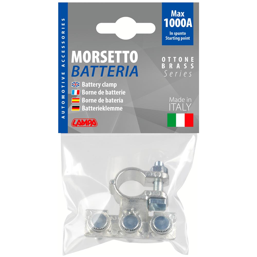 Morsetto Batteria Zincato; Fissaggio Cavo A Capocorda Su Vite - Foro Capocorda ? 6/6/6 Mm - Polo Negativo - Foto 2