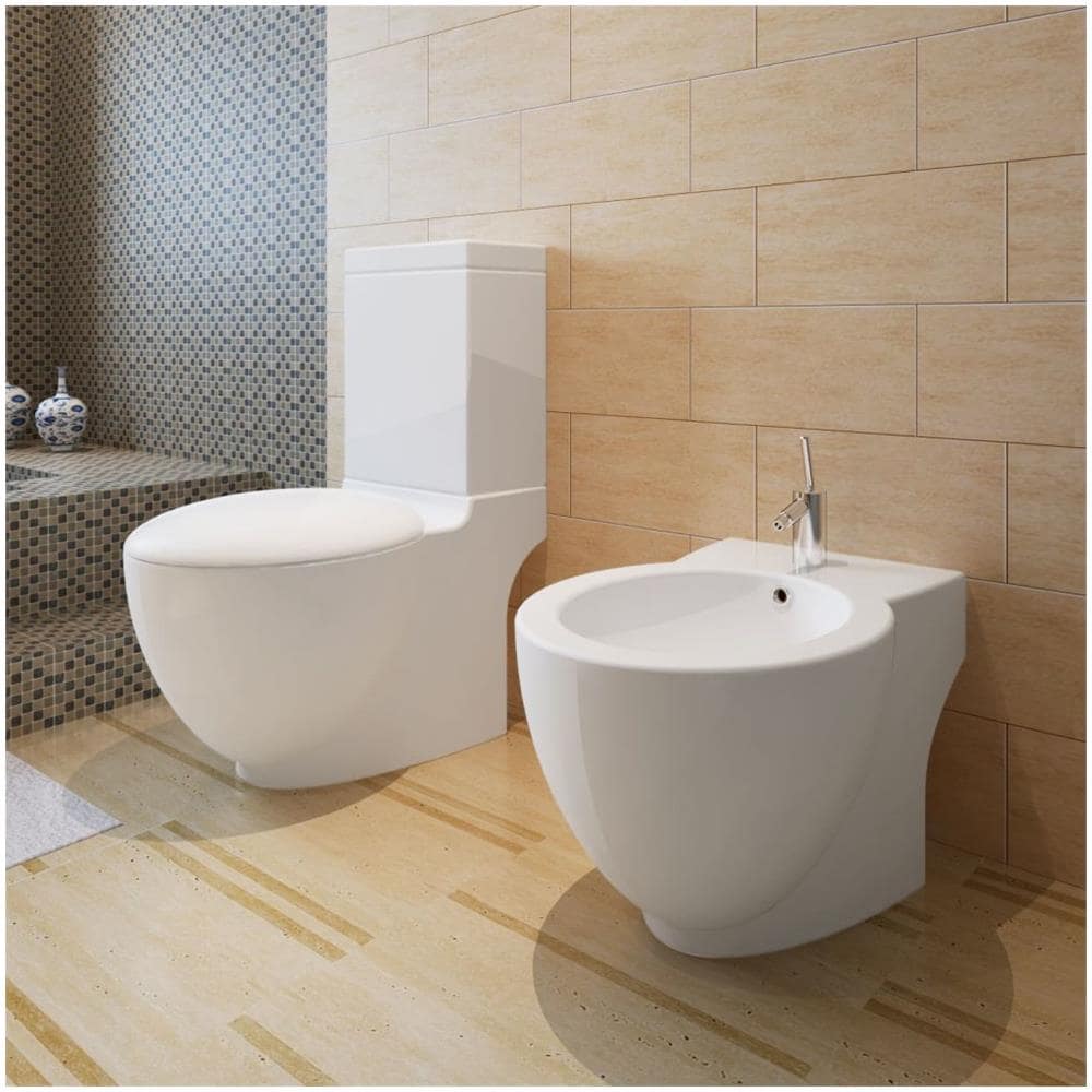Set Di Bidet & Toilette In Ceramica Bianca - Foto 2