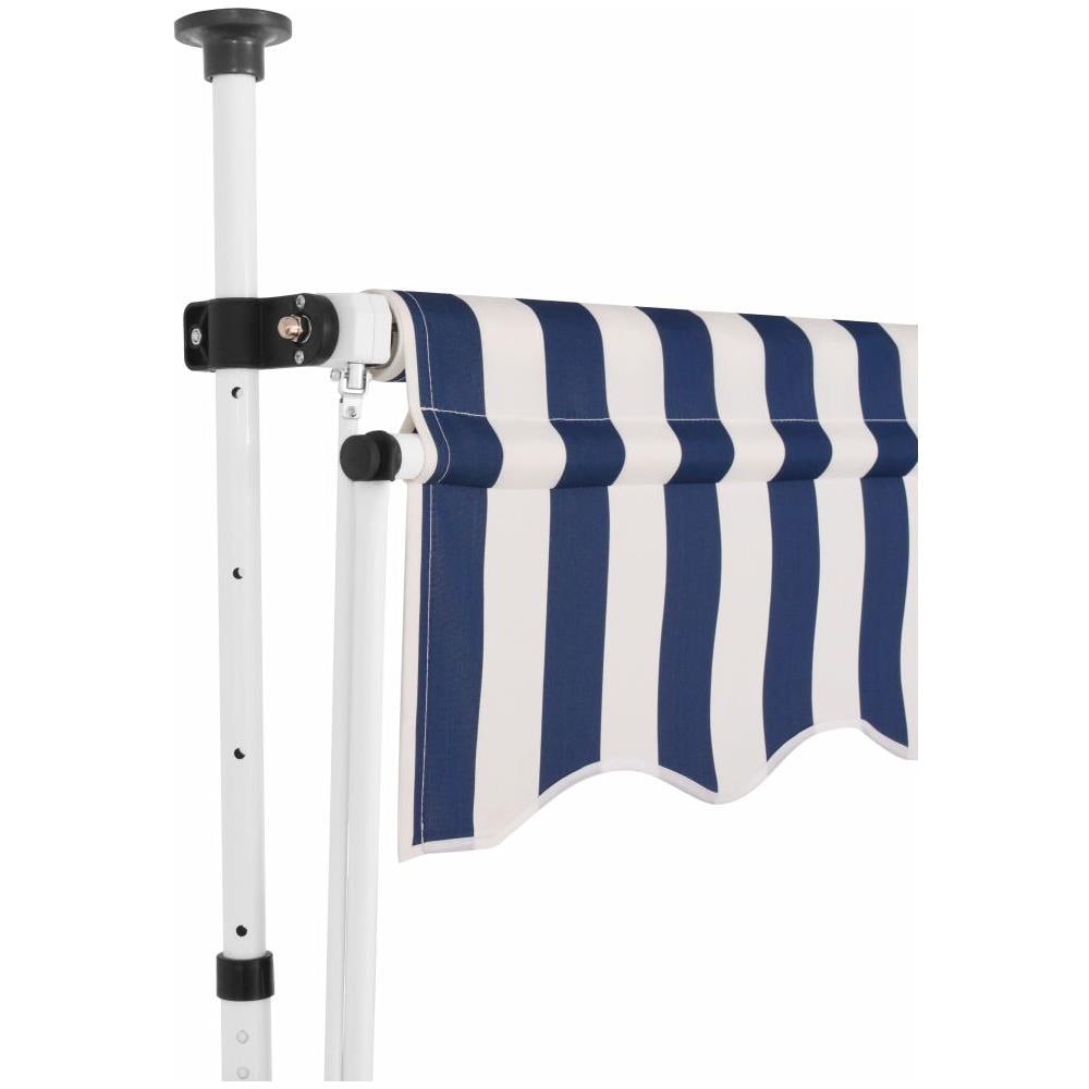 Tenda Da Sole Retrattile Manuale 250 Cm A Strisce Blu E Bianche - Foto 2
