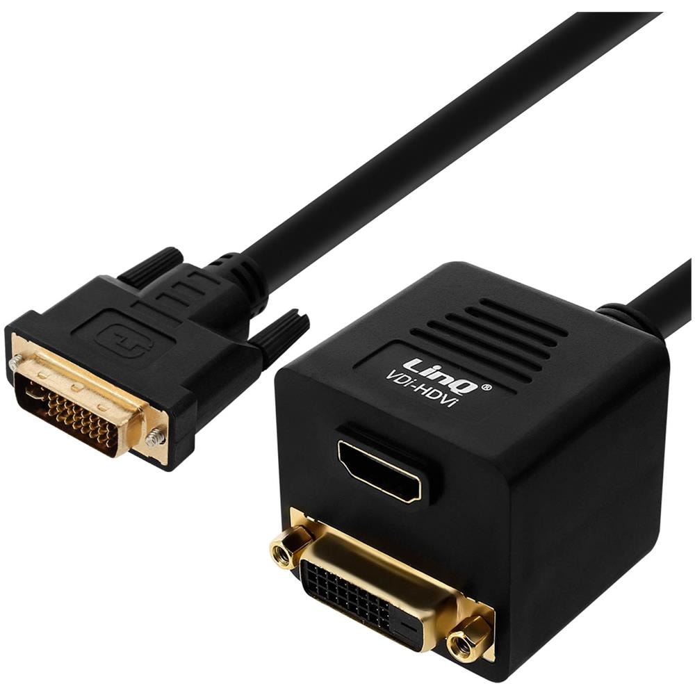 Adattatore Audio Video Dvi-d Maschio A Dvi-d E Hdmi Femmina Hd 33 Cm Nero - Foto 1