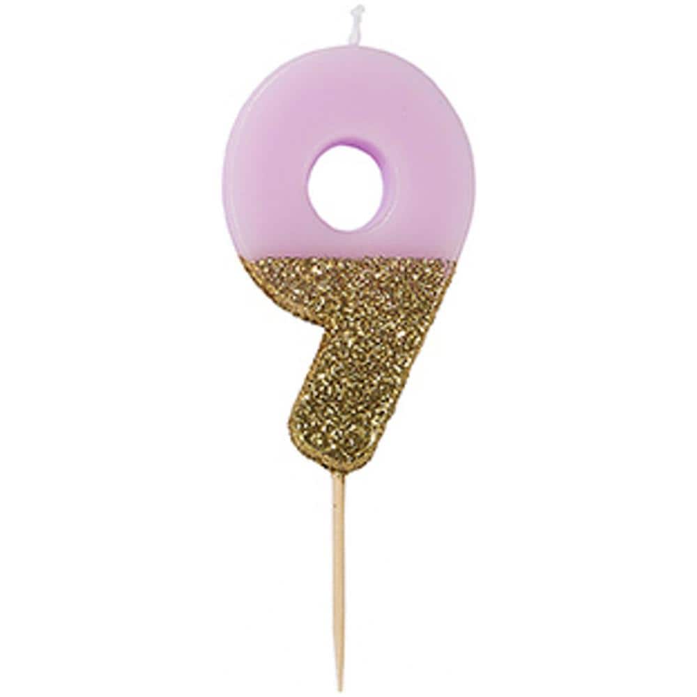 Talking Tables - Candelina Numero 9 Rosa E Oro - Foto 1