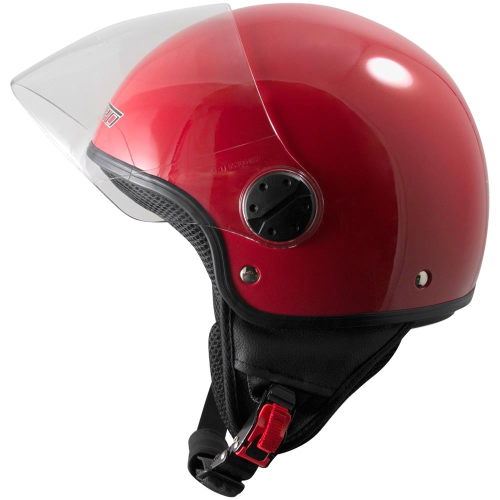 Casco Jet Demi Scooter Moto Omologato Ece 22 Visiera Antigraffio Rosso L - Foto 5