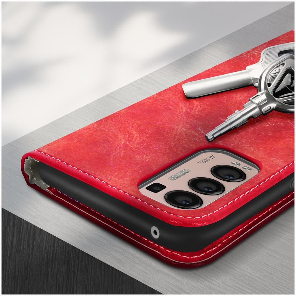 Custodia Oppo Find X3 Neo Portafoglio, Chiusura Magnetica, Supporto Video Rossa - Foto 1