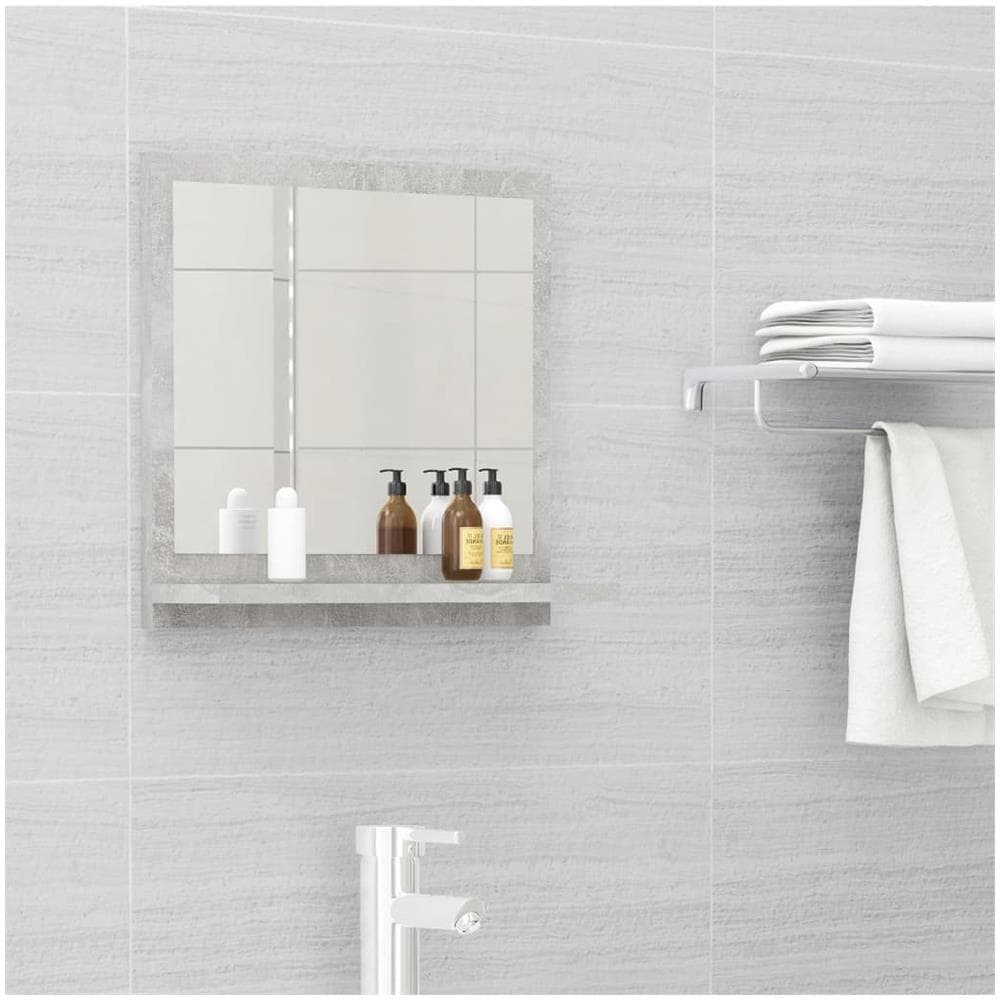 Specchio Da Bagno Grigio Cemento 40x10,5x37 Cm In Truciolato - Foto 1