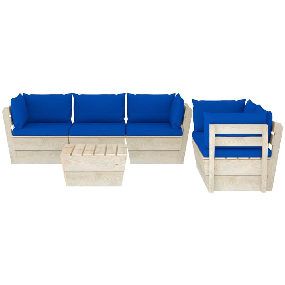 Set Divani da Giardino su Pallet 6 pz con Cuscini Legno Abete - Foto 2