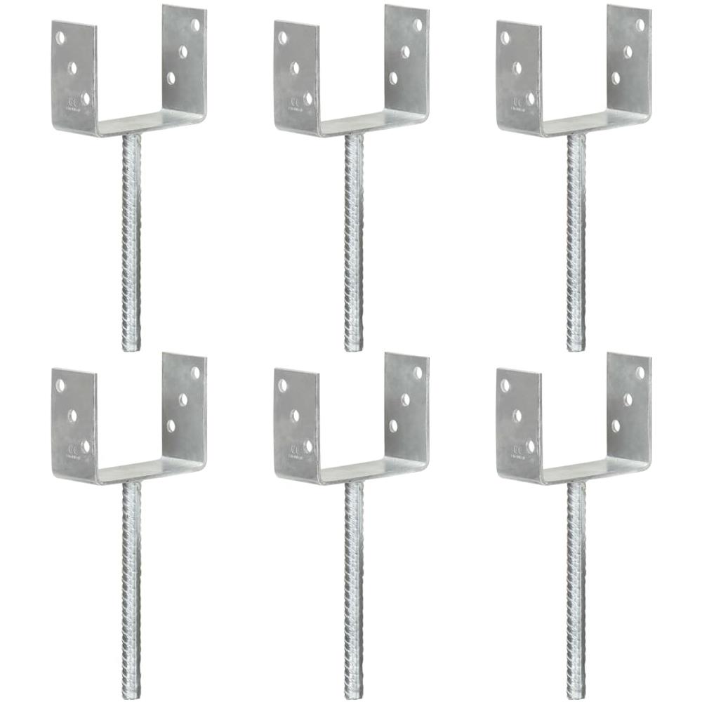 Picchetti Per Recinzione 6 Pz Argento 12x6x30cm Acciaio Zincato - Foto 1