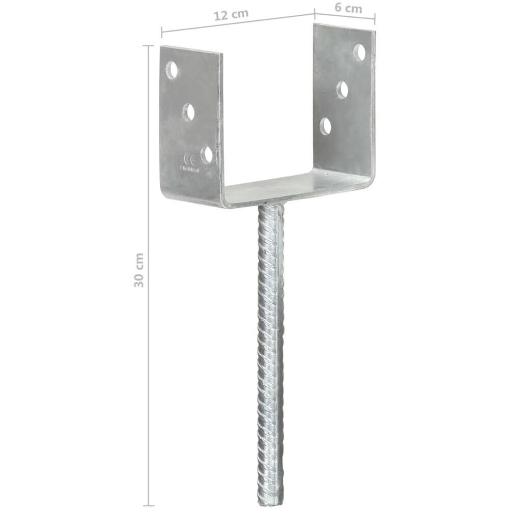 Picchetti Per Recinzione 6 Pz Argento 12x6x30cm Acciaio Zincato - Foto 7
