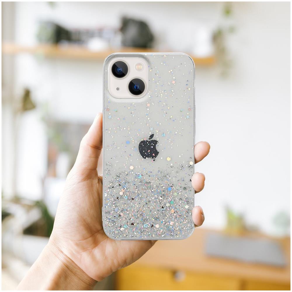 Custodia Compatibile Con Apple Iphone 13 In Trasparente Con Glitter - Coperchio Protettivo In Silicone Tpu Flessibile Con Glitter Scintillanti - Foto 8