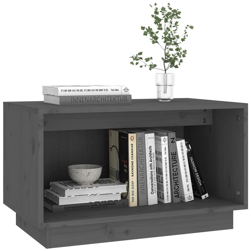 Mobile Porta Tv Grigio 60x35x35 Cm In Legno Massello Di Pino - Foto 2