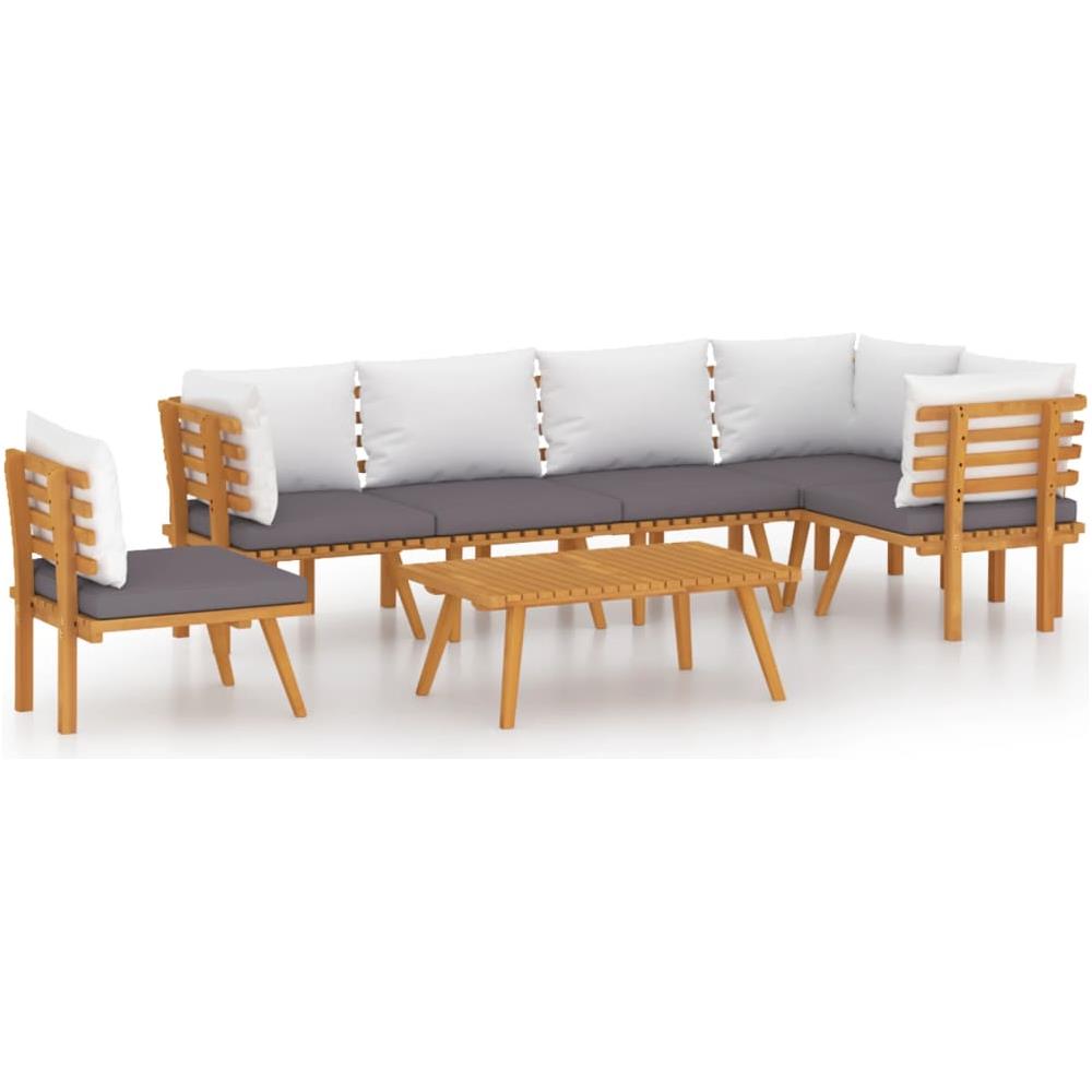 Set Divani Da Giardino 7 Pz Con Cuscini In Massello Di Acacia - Foto 1