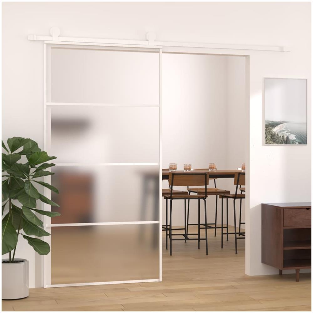 Porta Scorrevole in Vetro ESG e Alluminio 102,5x205 cm Bianca - Foto 1