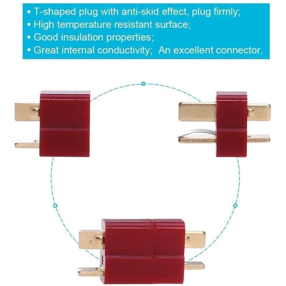 10 Connettori T-plug Couples Deans Stile Maschio E Femmina Con 20 Pezzi Tubo Shrink Per Batteria Rc Lipo - Foto 3