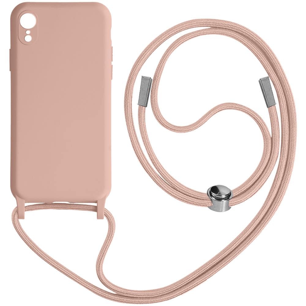 Cover Semirigida Per Iphone Xr Cordino Nylon 80 Cm Rosa Chiaro - Foto 1