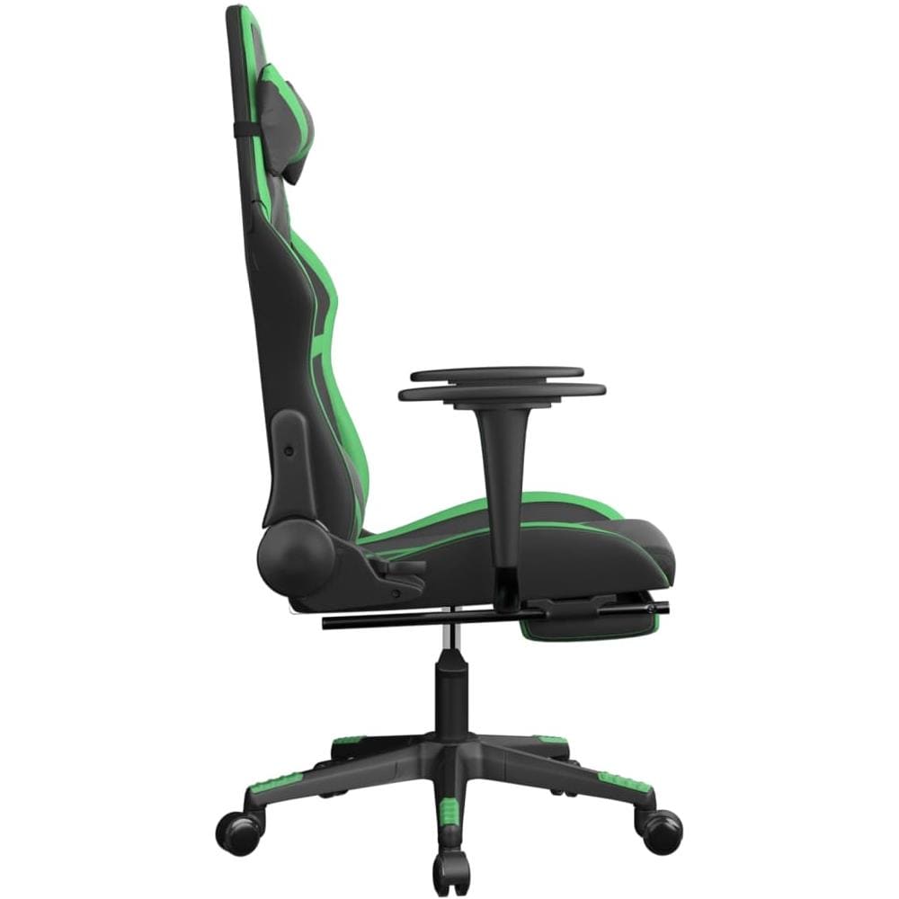 Sedia Da Gaming Con Poggiapiedi Nero E Verde In Similpelle - Foto 2