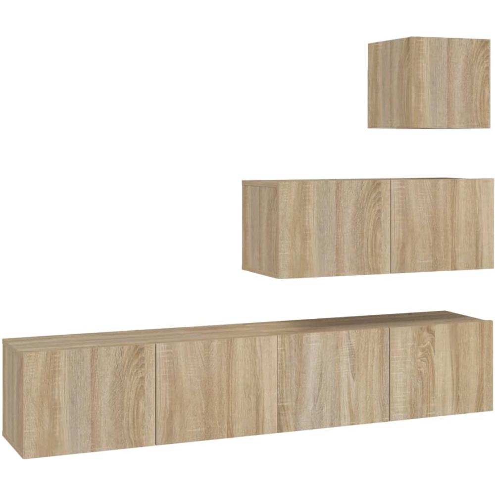 Set Di Mobili Porta Tv 4 Pz Rovere Sonoma In Legno Multistrato - Foto 2