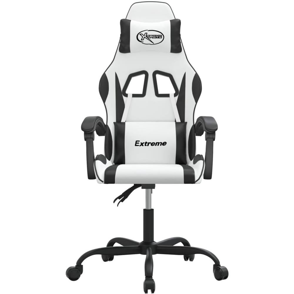 Sedia da Gaming Girevole Bianco e Nero in Similpelle - Foto 3