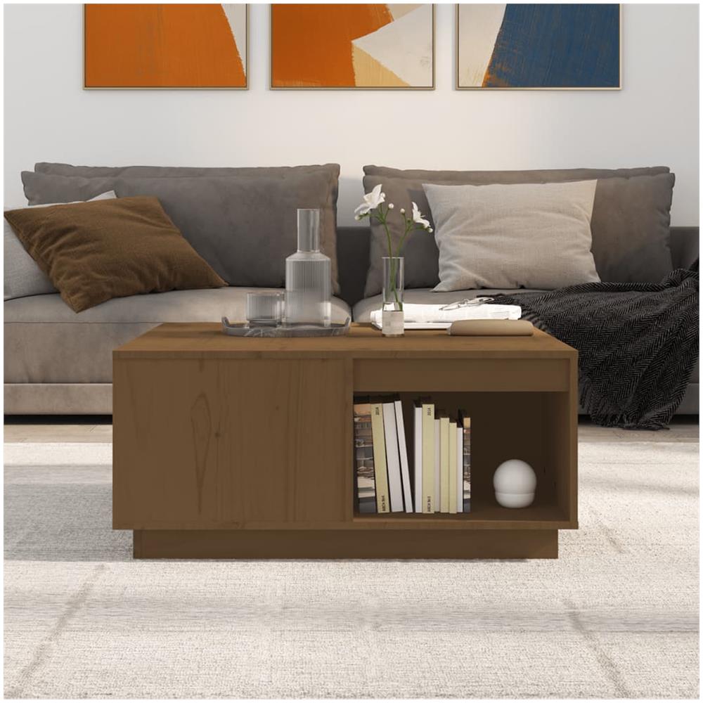 Tavolino Da Salotto Miele 80x81x36,5 Cm Legno Massello Di Pino - Foto 3