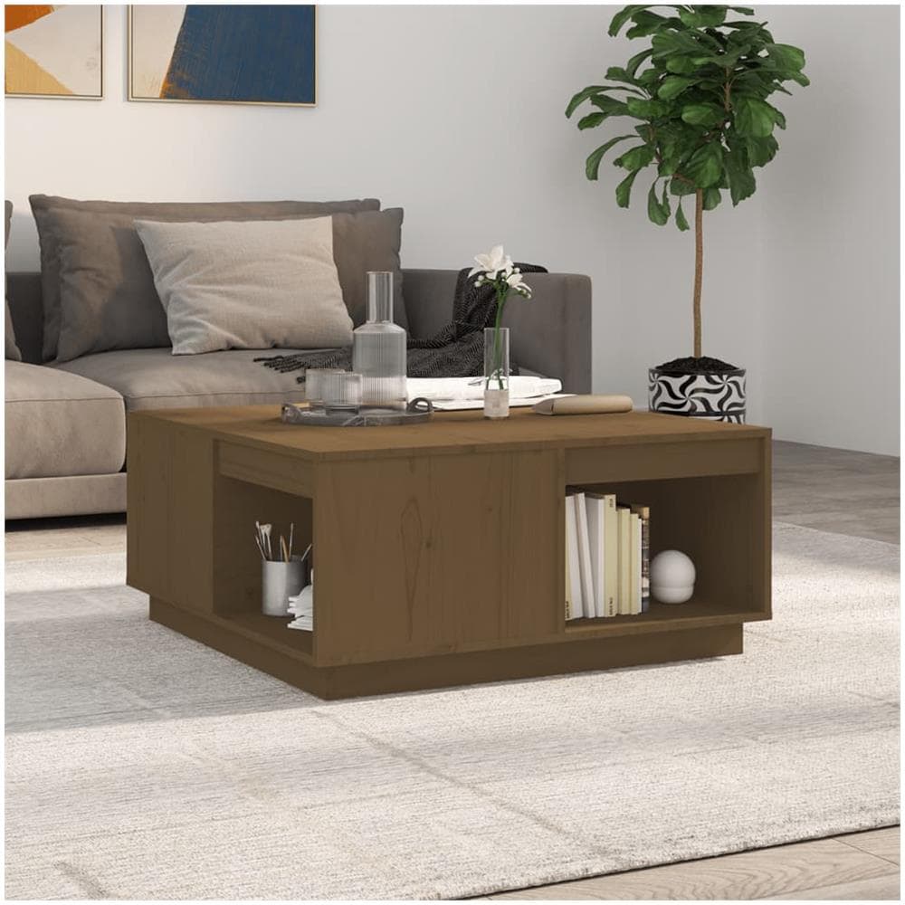 Tavolino Da Salotto Miele 80x81x36,5 Cm Legno Massello Di Pino - Foto 1