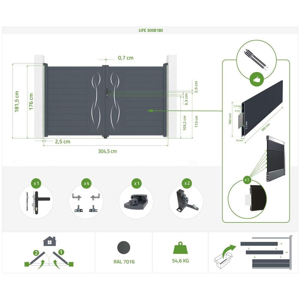 Pack Cancello Battente Life 300b180 + Cancello Life 100p180 - Foto 8