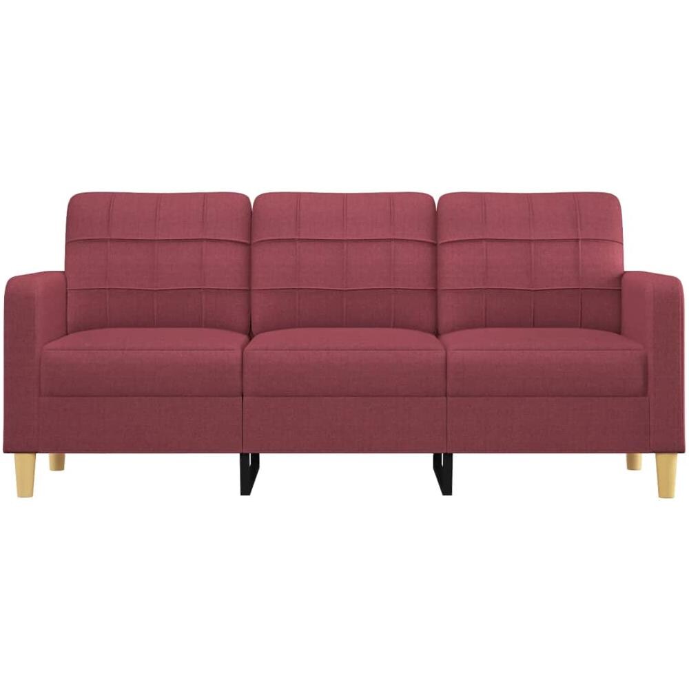 Divano A 3 Posti Rosso Vino 180 Cm In Tessuto - Foto 2