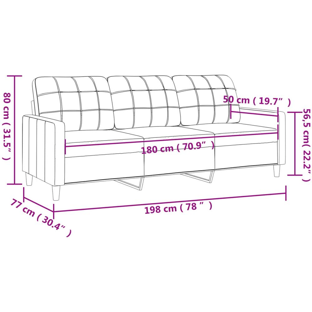 Divano A 3 Posti Rosso Vino 180 Cm In Tessuto - Foto 7