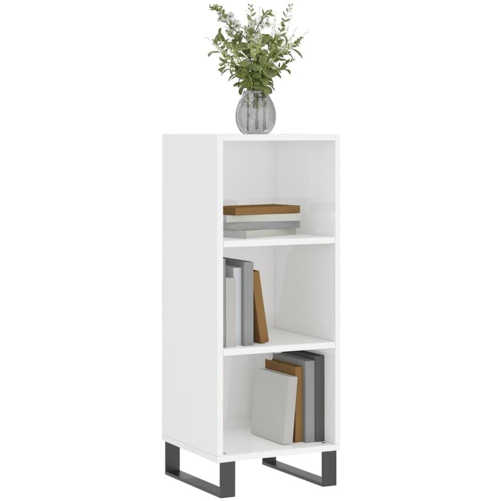 Credenza Bianco Lucido 34,5x32,5x90 Cm In Legno Multistrato - Foto 3