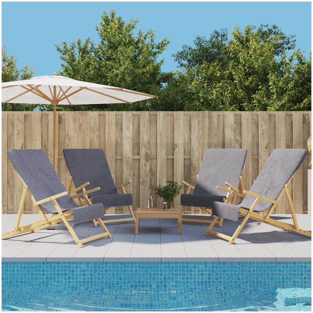 Asciugamani Da Spiaggia 4pz Antracite 60x135 Cm Tessuto 400 Gsm - Foto 1