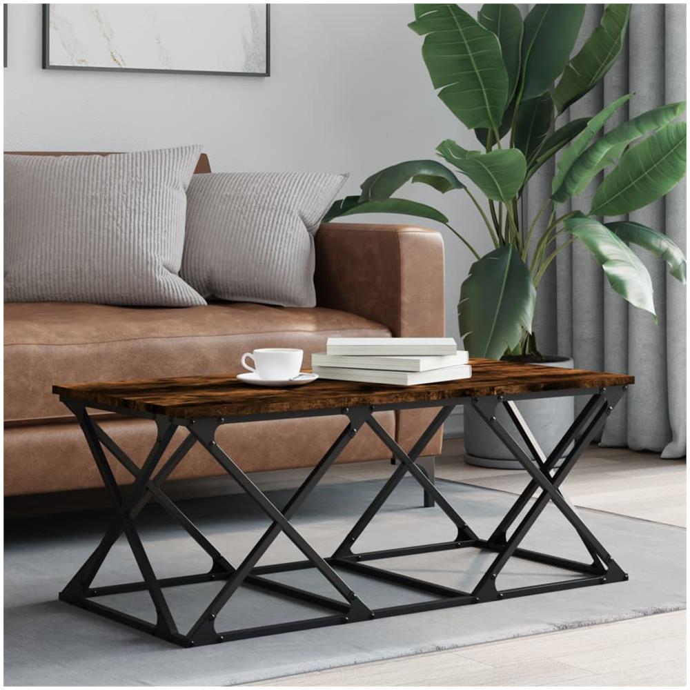 Tavolino Da Salotto Rovere Fumo 100x49x40 Cm Legno Multistrato - Foto 1