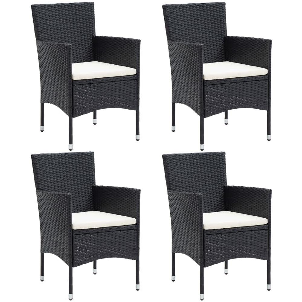 Set Da Pranzo Per Giardino 5 Pz Con Cuscini Polyrattan Nero - Foto 2