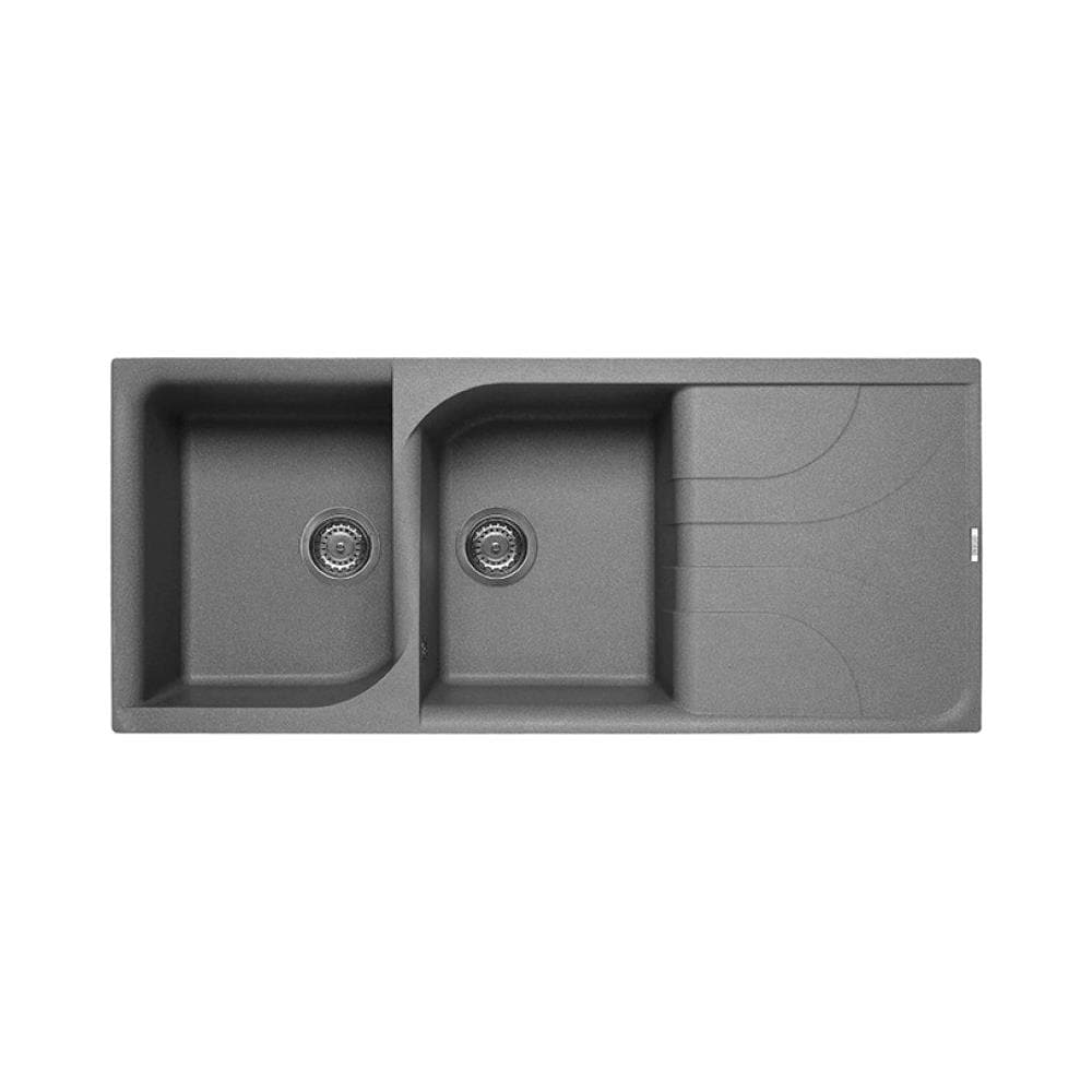 Lavello Ego 500 Granitek 116x50 cm 2 vasche con gocciolatoio Colore Grigio Cemento 48 - Foto 1