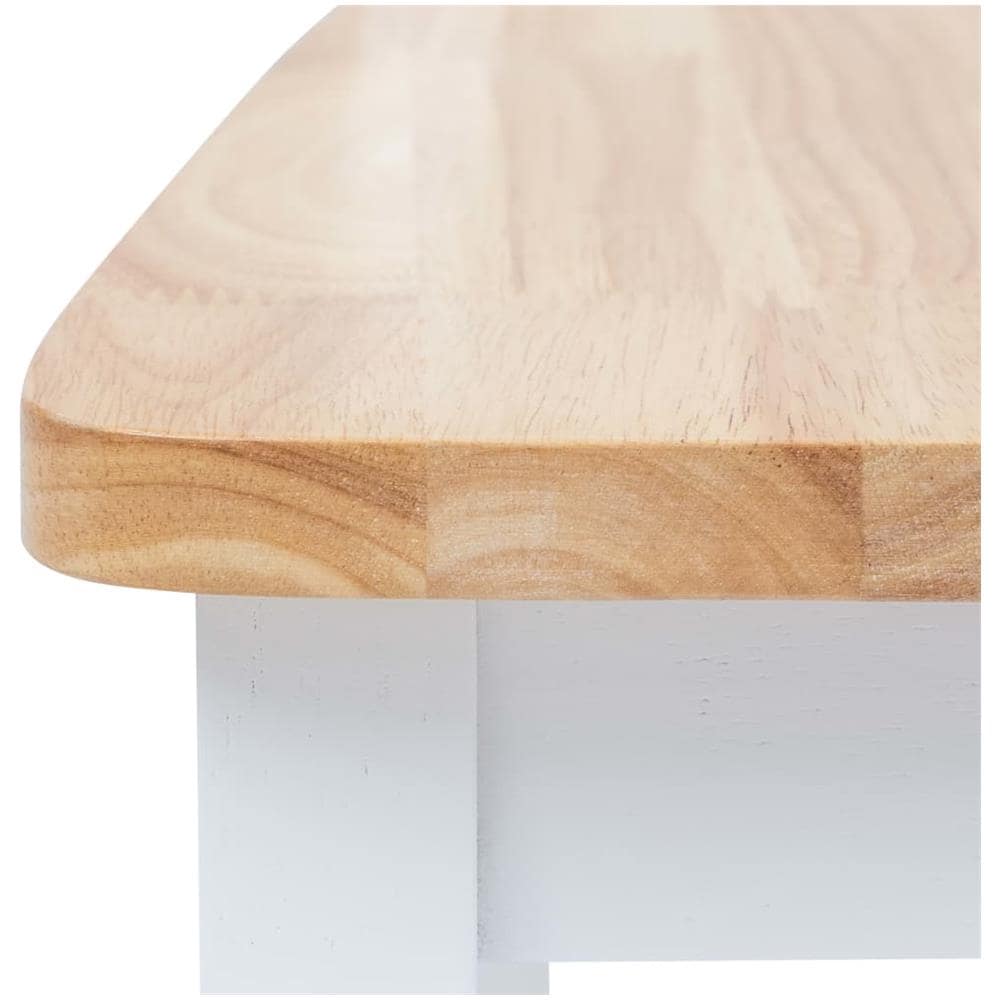 Set Da Pranzo 5 Pz In Legno Massello Di Hevea Bianco E Marrone - Foto 8