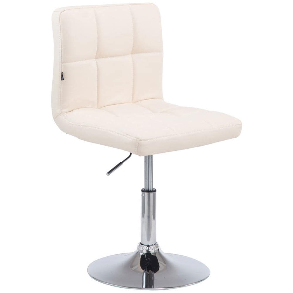 Sedia Lounge Design Palma V2 I Sedia Sgabello Girevole E Imbottita in Similpelle Trapunto I Sgabello Regolabile E Telaio in Metallo Cromato Crema - Foto 1