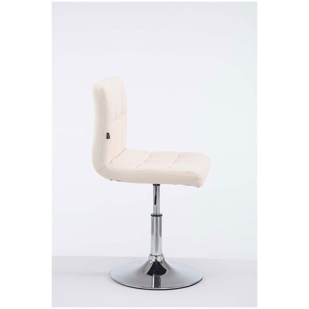 Sedia Lounge Design Palma V2 I Sedia Sgabello Girevole E Imbottita in Similpelle Trapunto I Sgabello Regolabile E Telaio in Metallo Cromato Crema - Foto 2