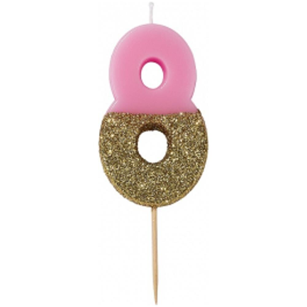 Talking Tables - Candelina Numero 8 Rosa E Oro - Foto 1