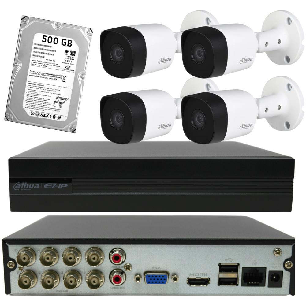 Kit Dahua 4 Telecamere 4 Mp, Xvr 8 Canali 5 Mp Omaggio Cavi Ed Alimentatore - Foto 1