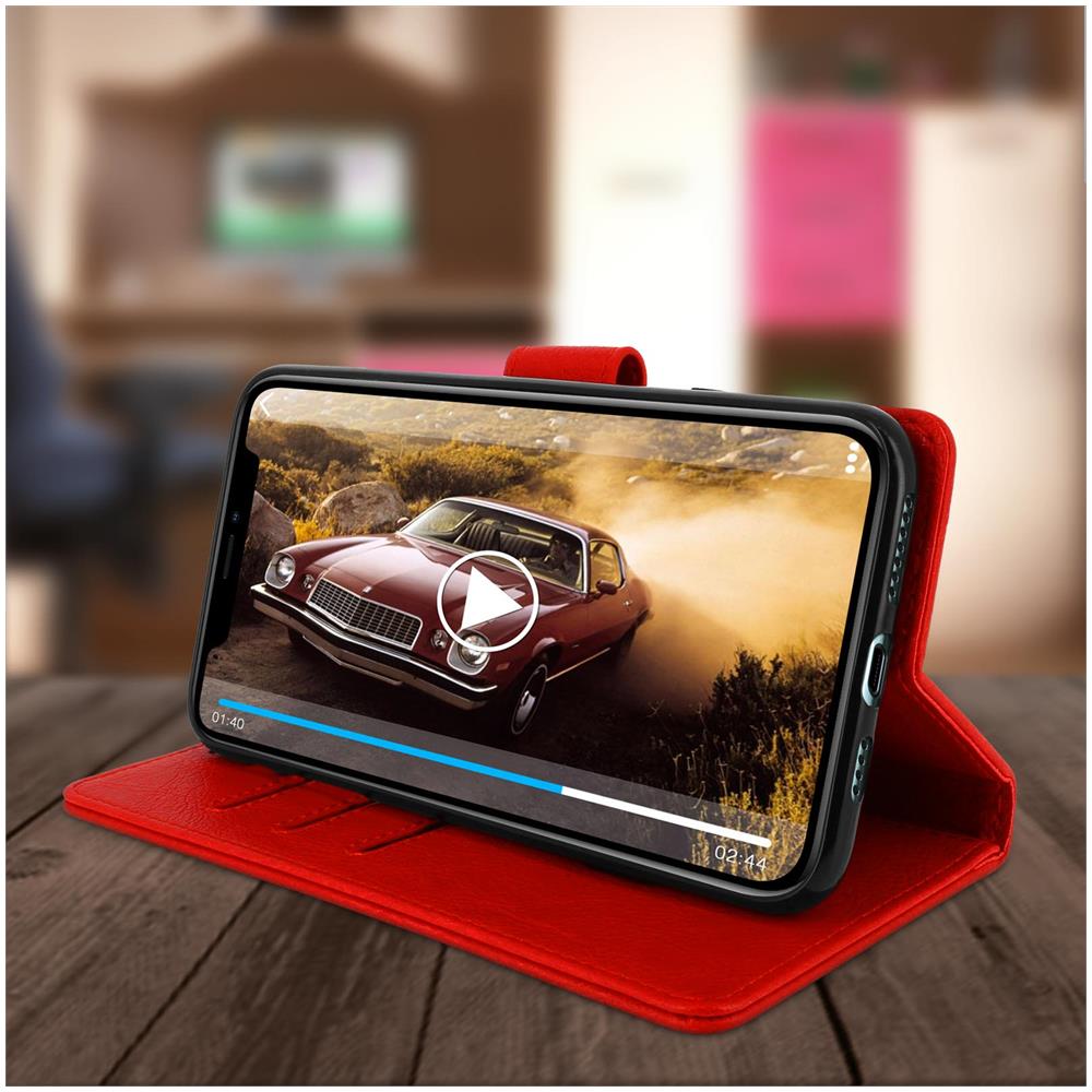 Custodia Apple Iphone 11 Pro Portadocumenti Funzione Supporto Rosso - Foto 5